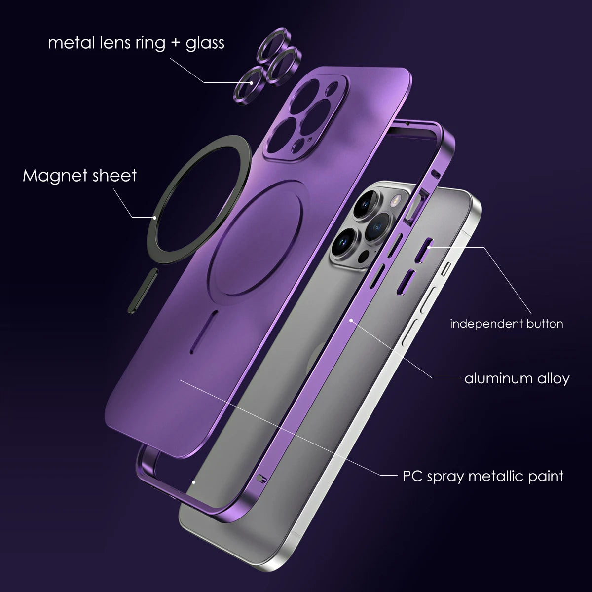 Aluminum Metal Frame Magnetic iPhone Case