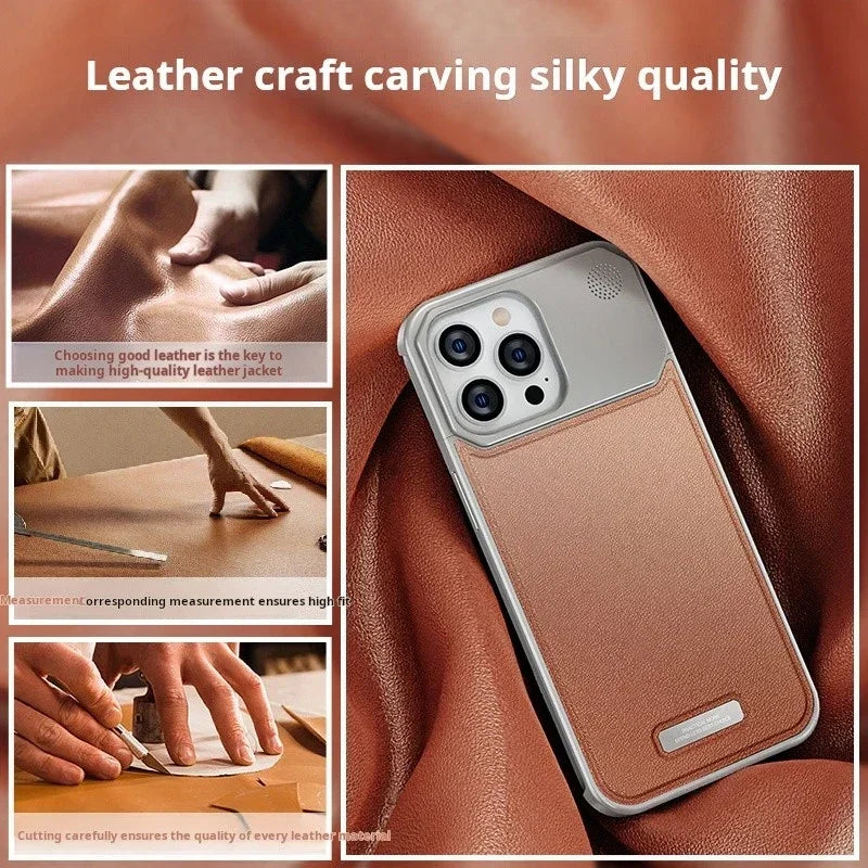 Luxury Leather Metal Aluminum Alloy iPhone Case