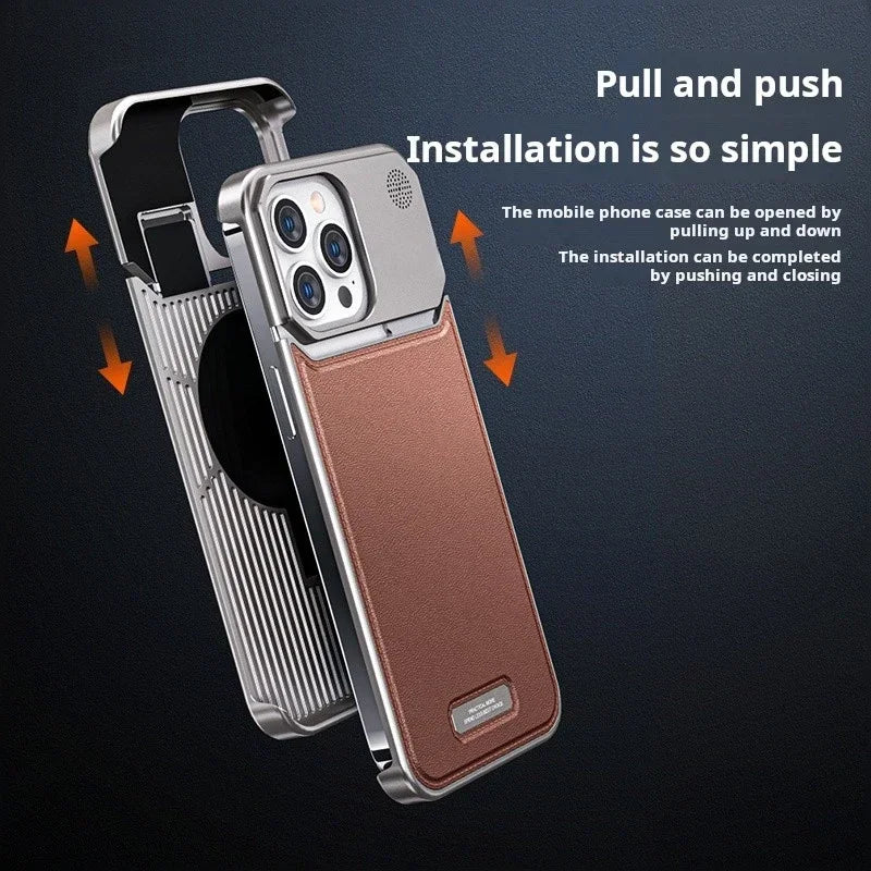 Luxury Leather Metal Aluminum Alloy iPhone Case